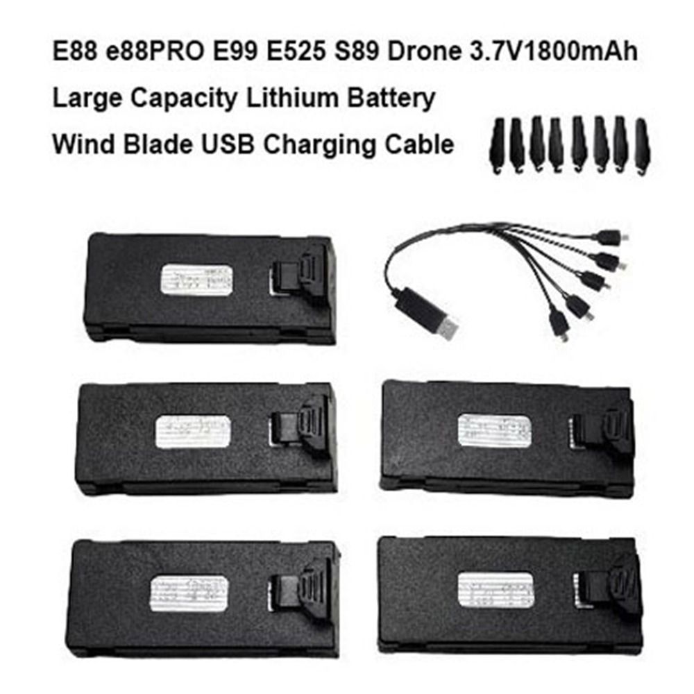 Eachine Drone E010 - Batterie au Lithium noire 3.7V1800mAh, câble